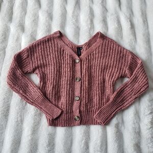 moon & madison Dusty Rose Knit Button-Up Cardigan
